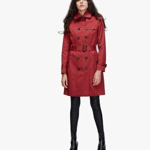 Net Collection Women’s Sophisticated Red Trench Coat with Wide Lapels‎ Size 8